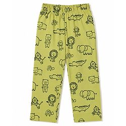 Babyhug 100% Cotton Knit Full Sleeves Animals Printed Co-Ords Shirt & Pajama Night Suit - Green