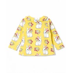 Babyhug 100% Cotton Knit Full Sleeves Bunny & Floral Printed Co-Ords Top & Pyjama Night Suit - Yellow