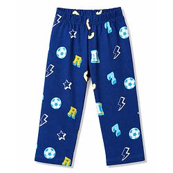 Babyhug 100% Cotton Knit Full Sleeves Alphabets Printed Co-Ords Shirt & Pyjama Night Suit - Navy Blue