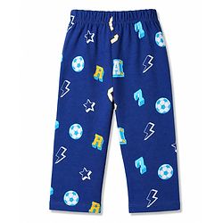 Babyhug 100% Cotton Knit Full Sleeves Alphabets Printed Co-Ords Shirt & Pyjama Night Suit - Navy Blue