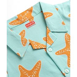 Babyhug 100% Cotton Knit Half Sleeves Co-Ords Star Printed Shirt & Shorts NIght Suit - Sea Green