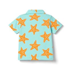 Babyhug 100% Cotton Knit Half Sleeves Co-Ords Star Printed Shirt & Shorts NIght Suit - Sea Green