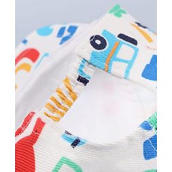 Babyhug Twill 100% Cotton Woven Baseball Cap With Vehicle Print White - Diameter 13.5 cm