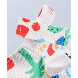 Babyhug Twill 100% Cotton Woven Baseball Cap With Vehicle Print White - Diameter 13.5 cm