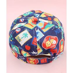 Babyhug Twill 100% Cotton Woven Baseball Cap With Tropical Print Blue - Diameter 19 cm