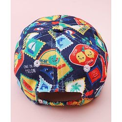 Babyhug Twill 100% Cotton Woven Baseball Cap With Tropical Print Blue - Diameter 19 cm