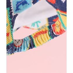 Babyhug Twill 100% Cotton Woven Baseball Cap With Tropical Print Blue - Diameter 19 cm