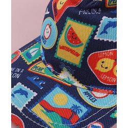 Babyhug Twill 100% Cotton Woven Baseball Cap With Tropical Print Blue - Diameter 19 cm