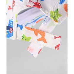 Babyhug Twill 100% Cotton Woven Baseball Cap With Sea Life Print Multicolor - Diameter 19.5 cm