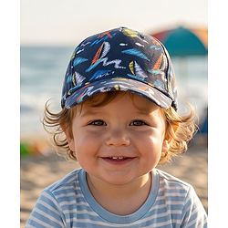 Babyhug Twill 100% Cotton Woven Nautical Theme Printed Baseball Cap Multicolor - Diameter 14.5 cm