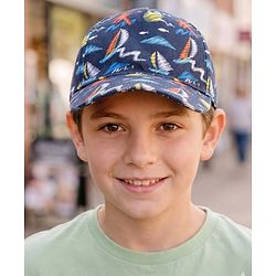 Babyhug Twill 100% Cotton Woven Nautical Theme Printed Baseball Cap Multicolor - Diameter 14.5 cm