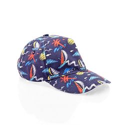 Babyhug Twill 100% Cotton Woven Nautical Theme Printed Baseball Cap Multicolor - Diameter 14.5 cm