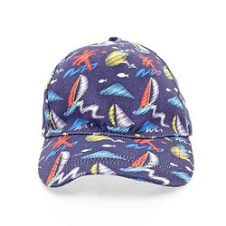 Babyhug Twill 100% Cotton Woven Nautical Theme Printed Baseball Cap Multicolor - Diameter 14.5 cm