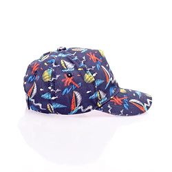 Babyhug Twill 100% Cotton Woven Nautical Theme Printed Baseball Cap Multicolor - Diameter 14.5 cm