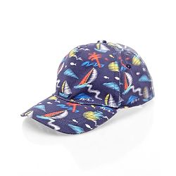 Babyhug Twill 100% Cotton Woven Nautical Theme Printed Baseball Cap Multicolor - Diameter 14.5 cm