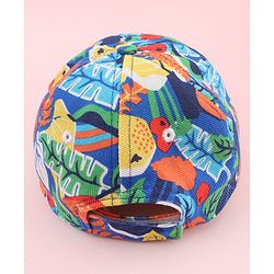 Babyhug Twill 100% Cotton Woven Baseball Cap With Tropical Print Blue - Diameter 19.5 cm
