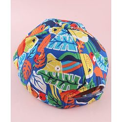 Babyhug Twill 100% Cotton Woven Baseball Cap With Tropical Print Blue - Diameter 19.5 cm