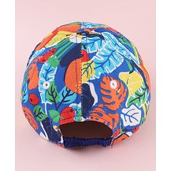 Babyhug Twill 100% Cotton Woven Baseball Cap With Tropical Print Blue - Diameter 19.5 cm