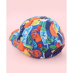 Babyhug Twill 100% Cotton Woven Baseball Cap With Tropical Print Blue - Diameter 19.5 cm