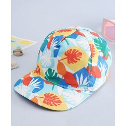 Babyhug Twill 100% Cotton Woven Baseball Cap With Tropical Print Multicolor - Diameter 19 cm