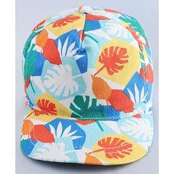 Babyhug Twill 100% Cotton Woven Baseball Cap With Tropical Print Multicolor - Diameter 19 cm
