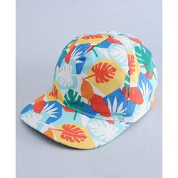 Babyhug Twill 100% Cotton Woven Baseball Cap With Tropical Print Multicolor - Diameter 19 cm