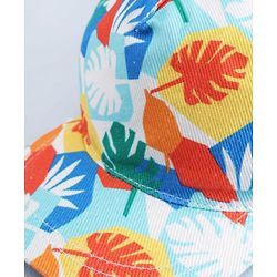 Babyhug Twill 100% Cotton Woven Baseball Cap With Tropical Print Multicolor - Diameter 19 cm