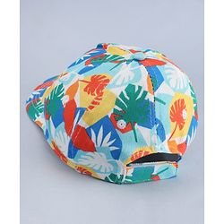 Babyhug Twill 100% Cotton Woven Baseball Cap With Tropical Print Multicolor - Diameter 19 cm