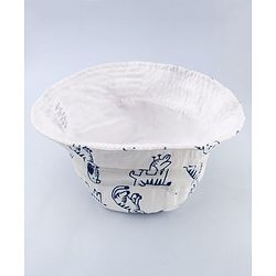 Babyhug Twill Woven Bucket Cap With Animal Print White - Diameter 20.5 cm