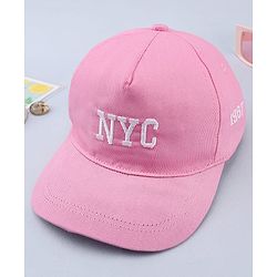 Babyhug Twill 100% Cotton Woven Baseball Cap With Text Embroidery Pink- Diameter 19.5 cm