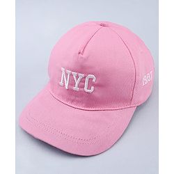 Babyhug Twill 100% Cotton Woven Baseball Cap With Text Embroidery Pink- Diameter 19.5 cm