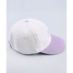 Babyhug Twill 100% Cotton Woven Smile Embroidered Baseball Cap White & Purple - Diameter 20 cm