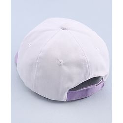 Babyhug Twill 100% Cotton Woven Smile Embroidered Baseball Cap White & Purple - Diameter 20 cm