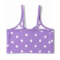 Babyhug Water Repellant Sleeveless Two Piece Swimsuit With Polka Dot & Bow Applique - Lavender