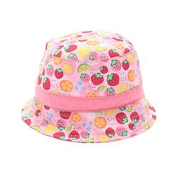 Babyhug Cotton Woven Bucket Hat With Fruit Print Pink - Diameter 14.5 cm