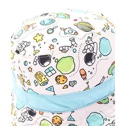 Babyhug Cotton Woven Bucket Hat With Space Theme Print Multicolor - Diameter 14.5 cm