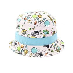 Babyhug Cotton Woven Bucket Hat With Space Theme Print Multicolor - Diameter 14.5 cm