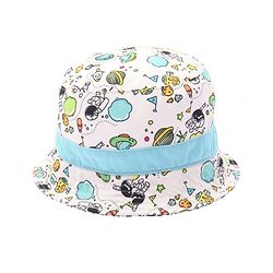 Babyhug Cotton Woven Bucket Hat With Space Theme Print Multicolor - Diameter 14.5 cm