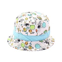 Babyhug Cotton Woven Bucket Hat With Space Theme Print Multicolor - Diameter 14.5 cm