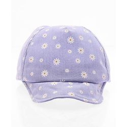 Babyhug Cotton Woven Summer Cap With Floral Print  - Diameter 13 cm