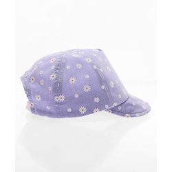 Babyhug Cotton Woven Summer Cap With Floral Print  - Diameter 13 cm