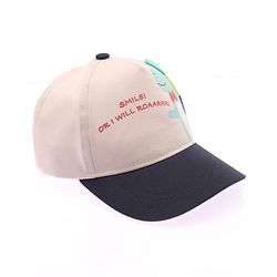Babyhug Cotton Woven Summer Cap With Dino Print  - Diameter 16 cm