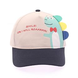 Babyhug Cotton Woven Summer Cap With Dino Print  - Diameter 16 cm