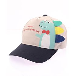 Babyhug Cotton Woven Summer Cap With Dino Print  - Diameter 16 cm