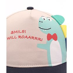 Babyhug Cotton Woven Summer Cap With Dino Print  - Diameter 16 cm