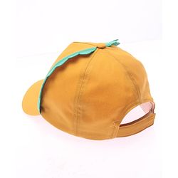 Babyhug Cotton Woven Summer Cap With Smile Crocodile Print Mustard  - Diameter 15.5 cm