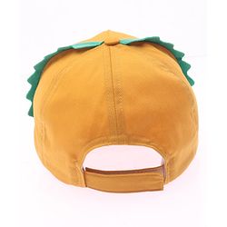 Babyhug Cotton Woven Summer Cap With Smile Crocodile Print Mustard  - Diameter 15.5 cm