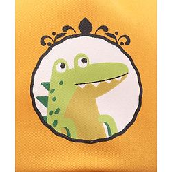 Babyhug Cotton Woven Summer Cap With Smile Crocodile Print Mustard  - Diameter 15.5 cm