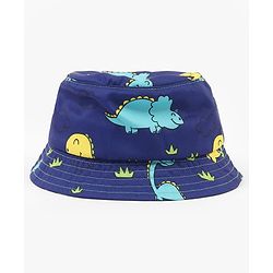 Babyhug Poly Blend Woven Bucket Hat With Dino Print Blue - Diameter 14.5 cm