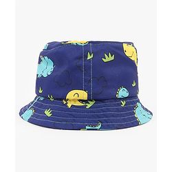 Babyhug Poly Blend Woven Bucket Hat With Dino Print Blue - Diameter 14.5 cm